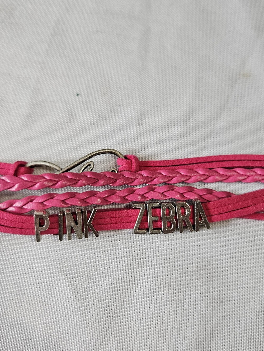 Pink Zebra Hot Pink Multi-Strand Leather Bracelet with Zebra Charm Earrings - Picture 3 of 5